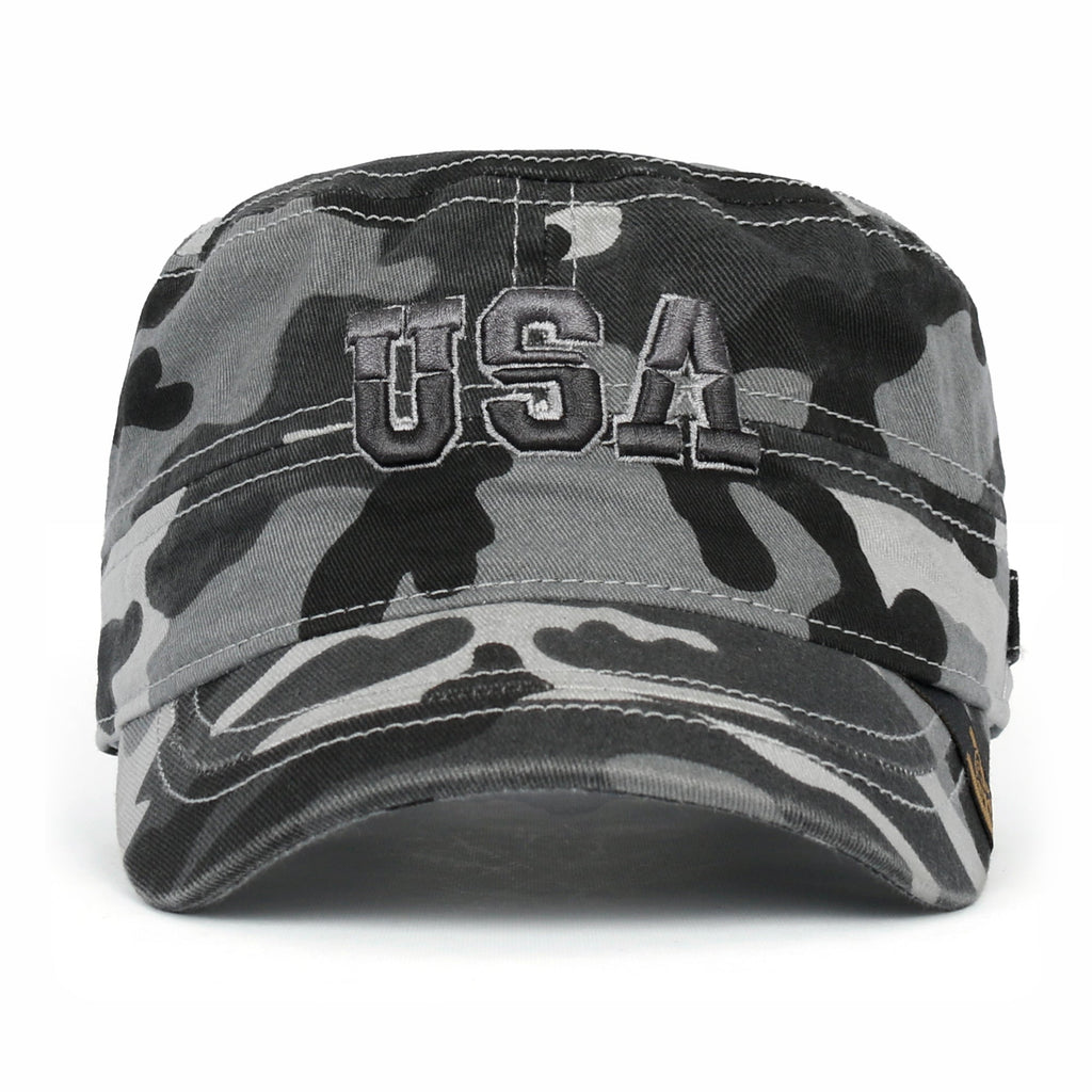 Camouflage Military Cadet Cap Vintage Army Style Hat with Adjustable Strap