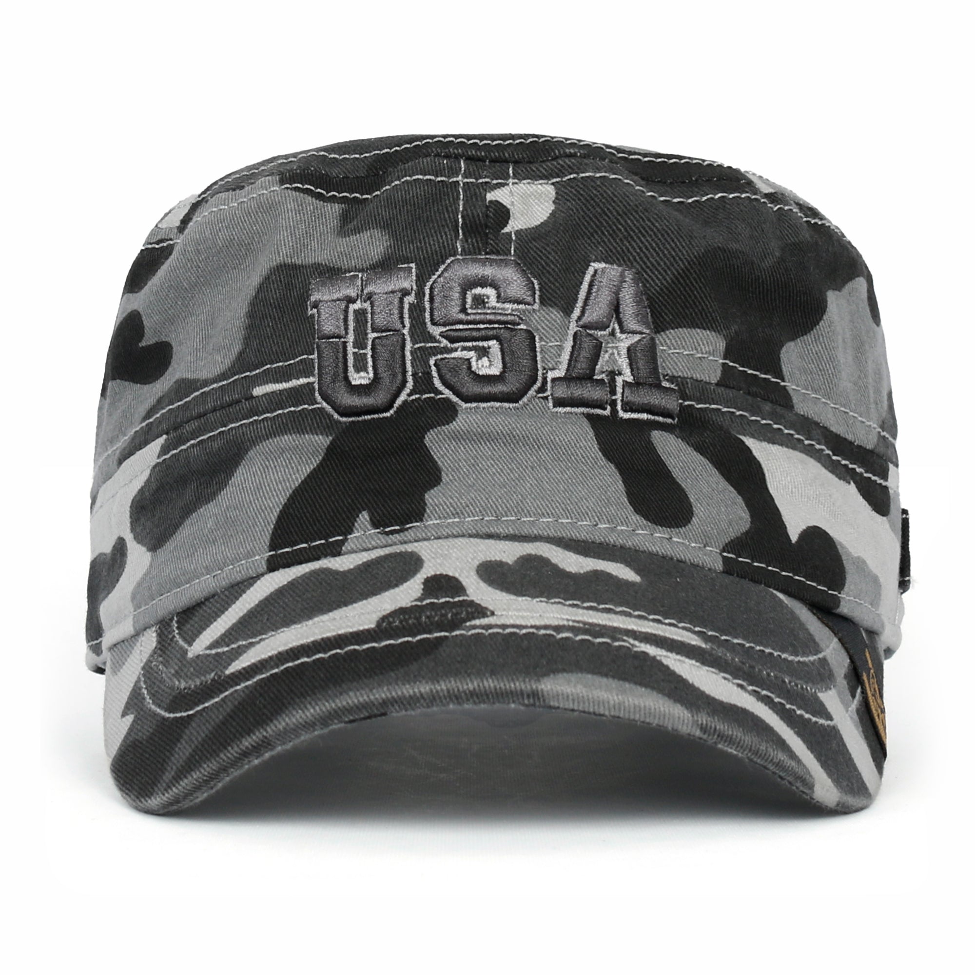 Camouflage Military Cadet Cap Vintage Army Style Hat with Adjustable Strap