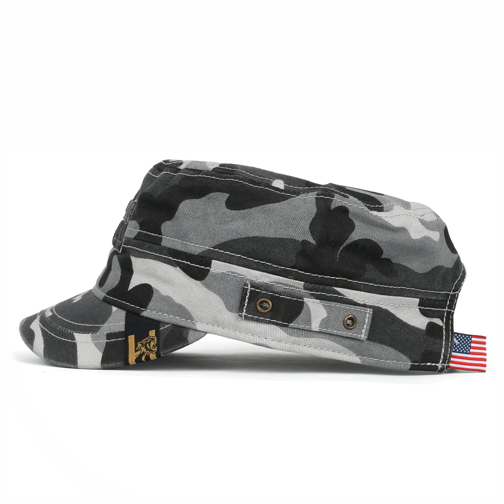 Camouflage Military Cadet Cap Vintage Army Style Hat with Adjustable Strap