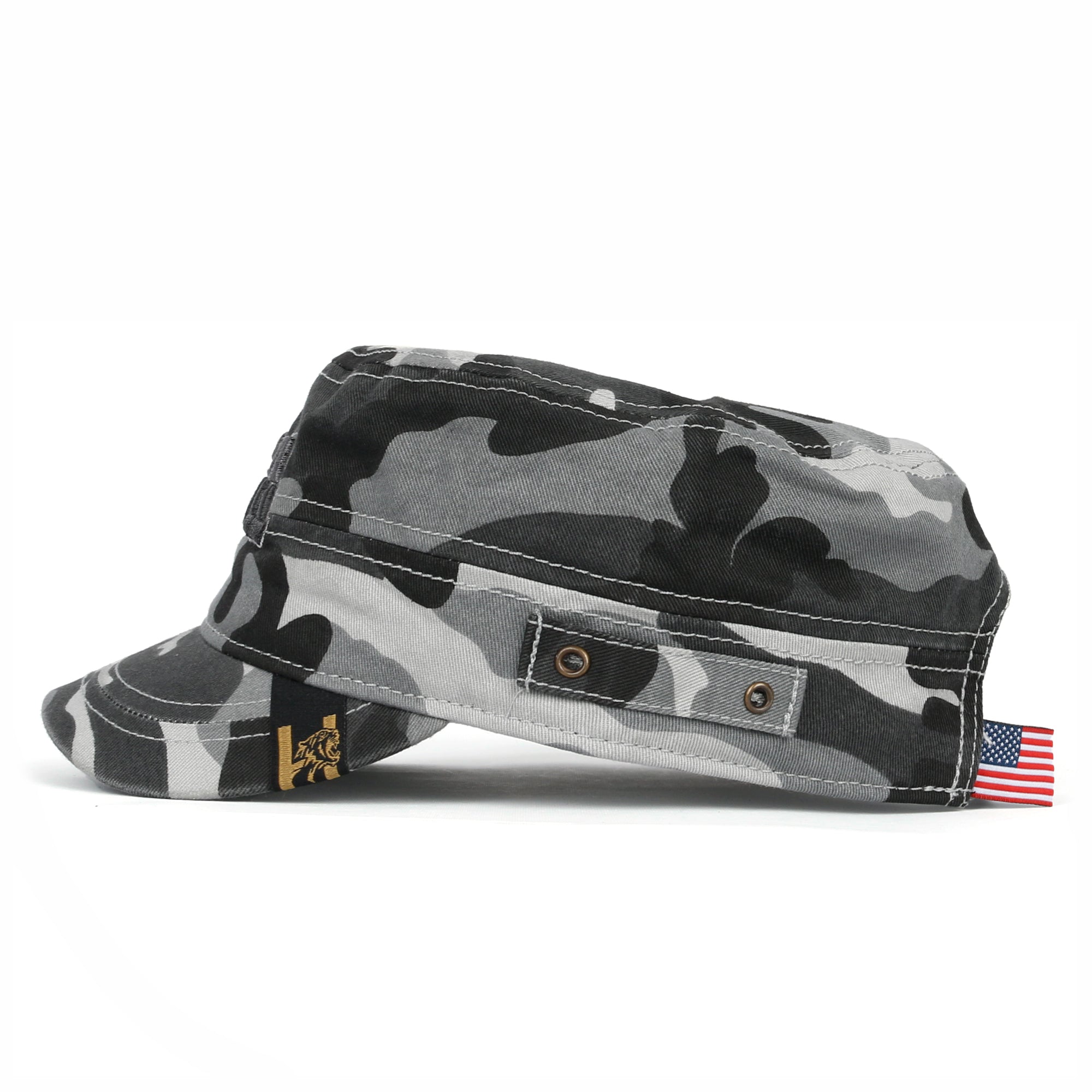 Camouflage Military Cadet Cap Vintage Army Style Hat with Adjustable Strap