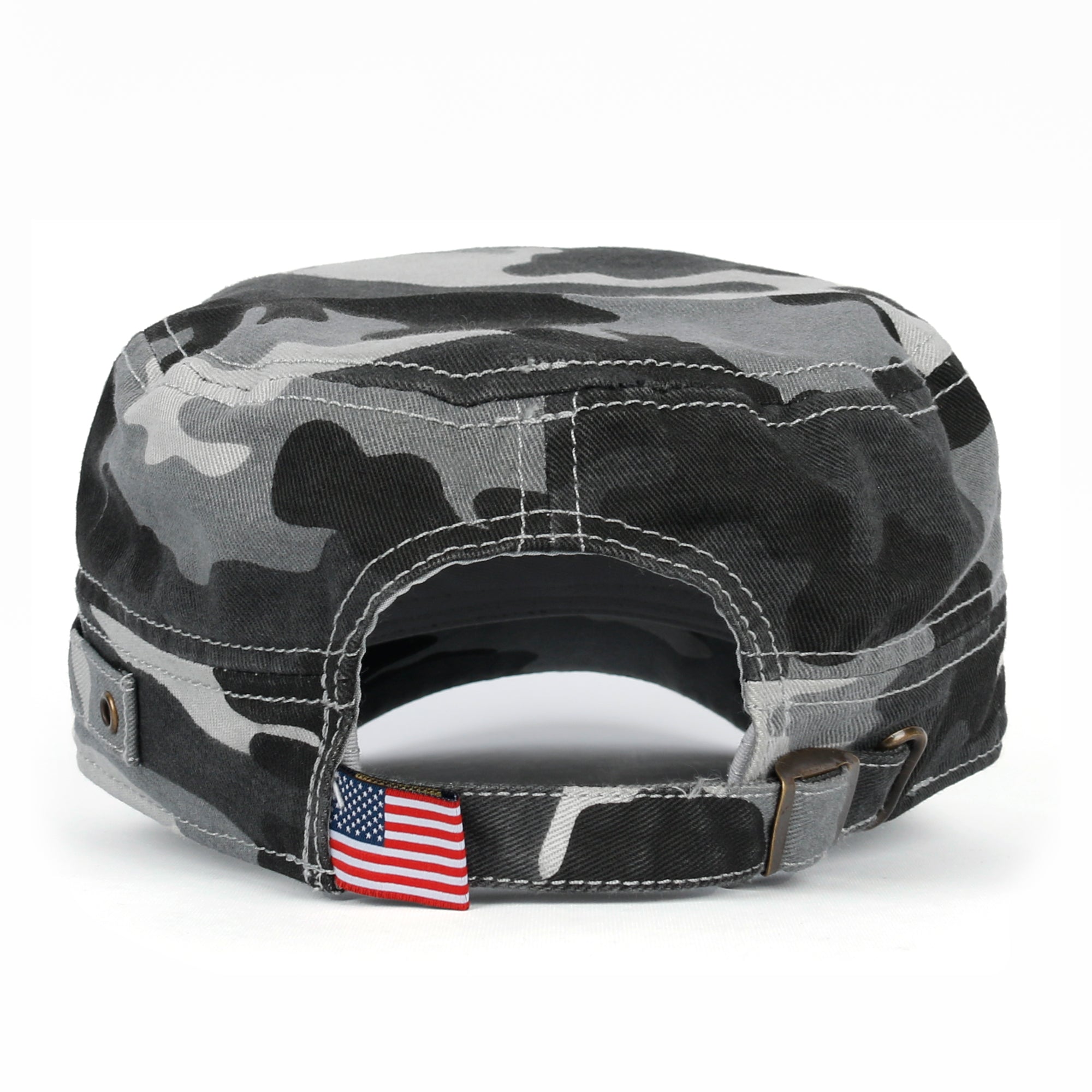 Camouflage Military Cadet Cap Vintage Army Style Hat with Adjustable Strap