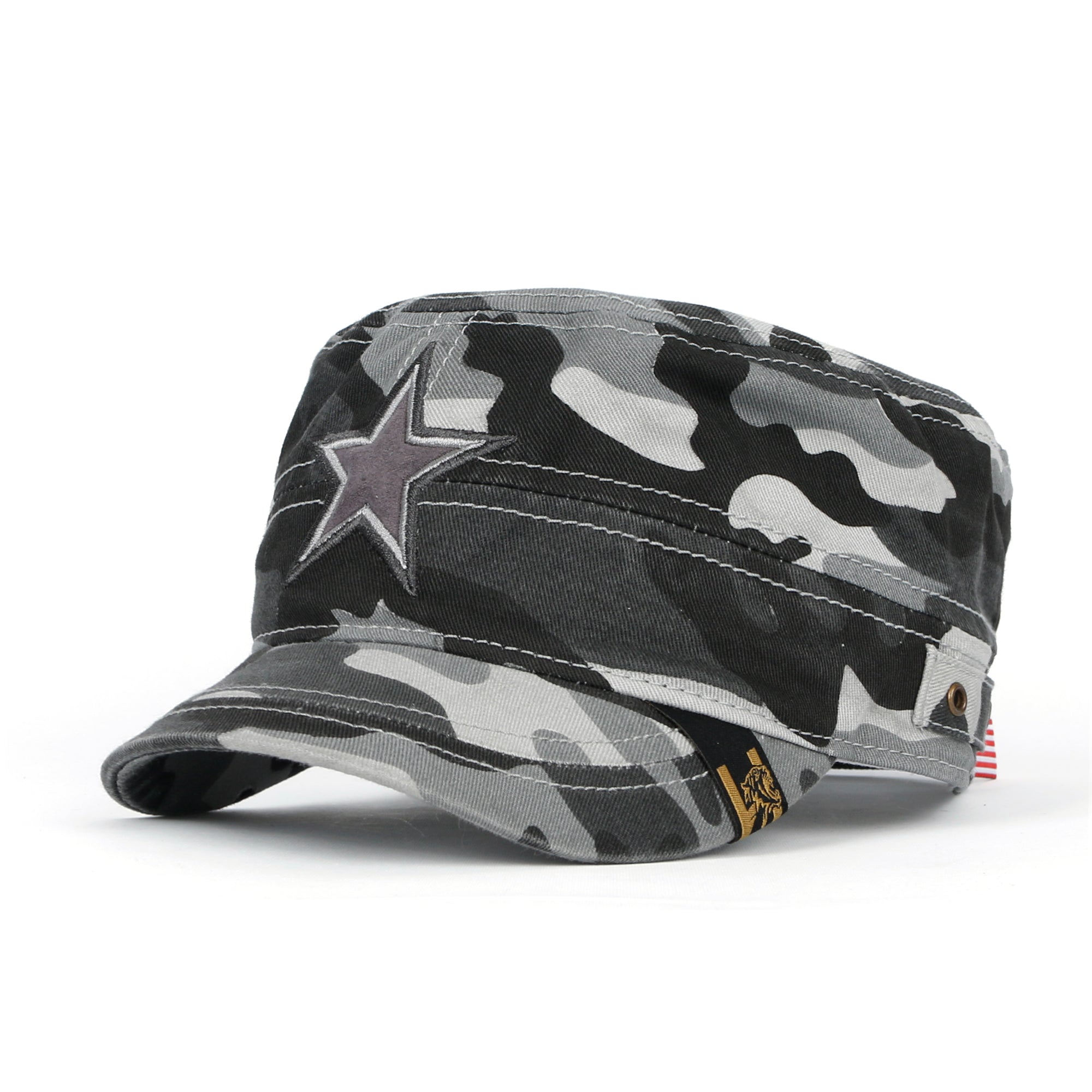 Camouflage Military Cadet Cap Vintage Army Style Hat with Adjustable Strap