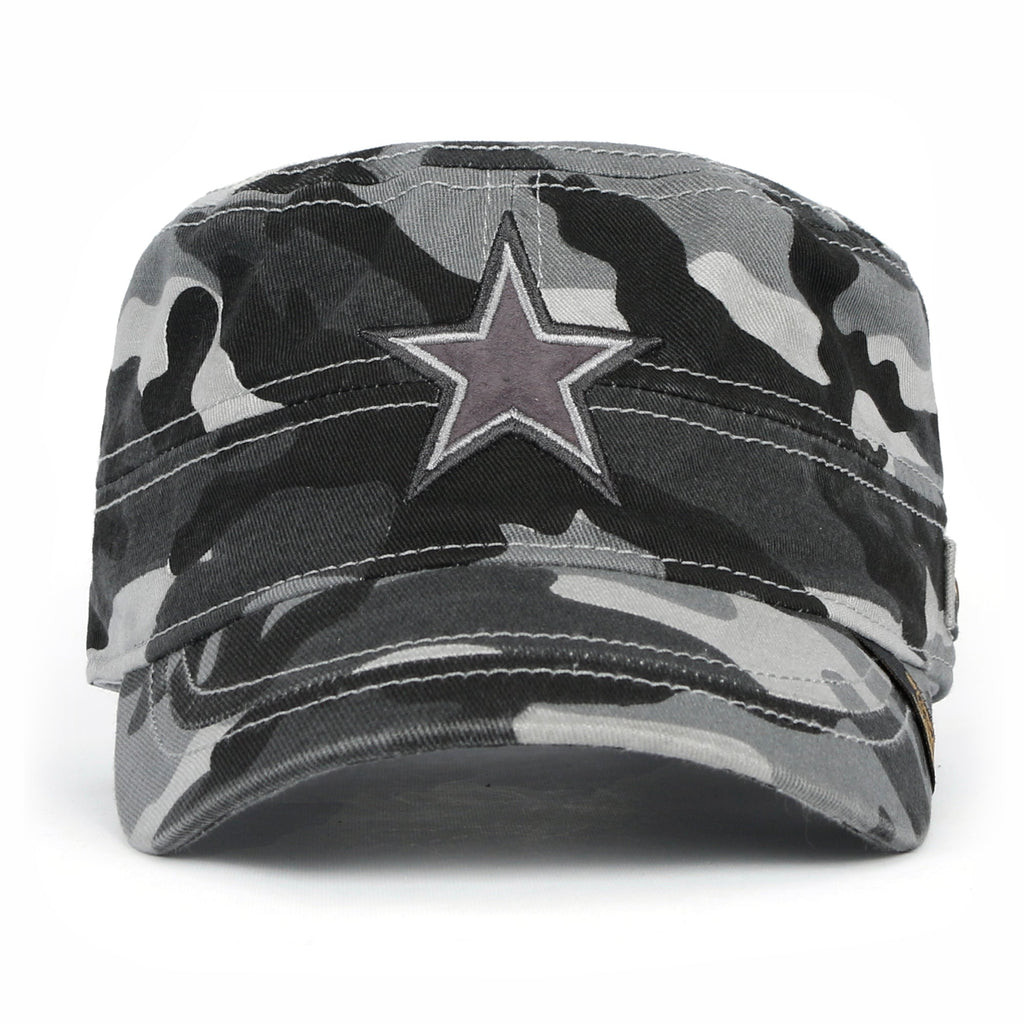 Camouflage Military Cadet Cap Vintage Army Style Hat with Adjustable Strap