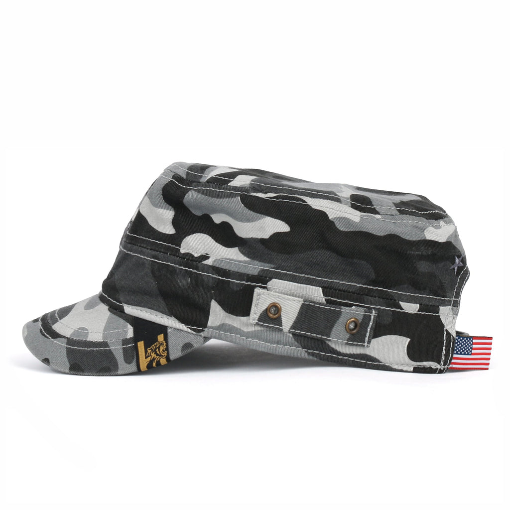 Camouflage Military Cadet Cap Vintage Army Style Hat with Adjustable Strap