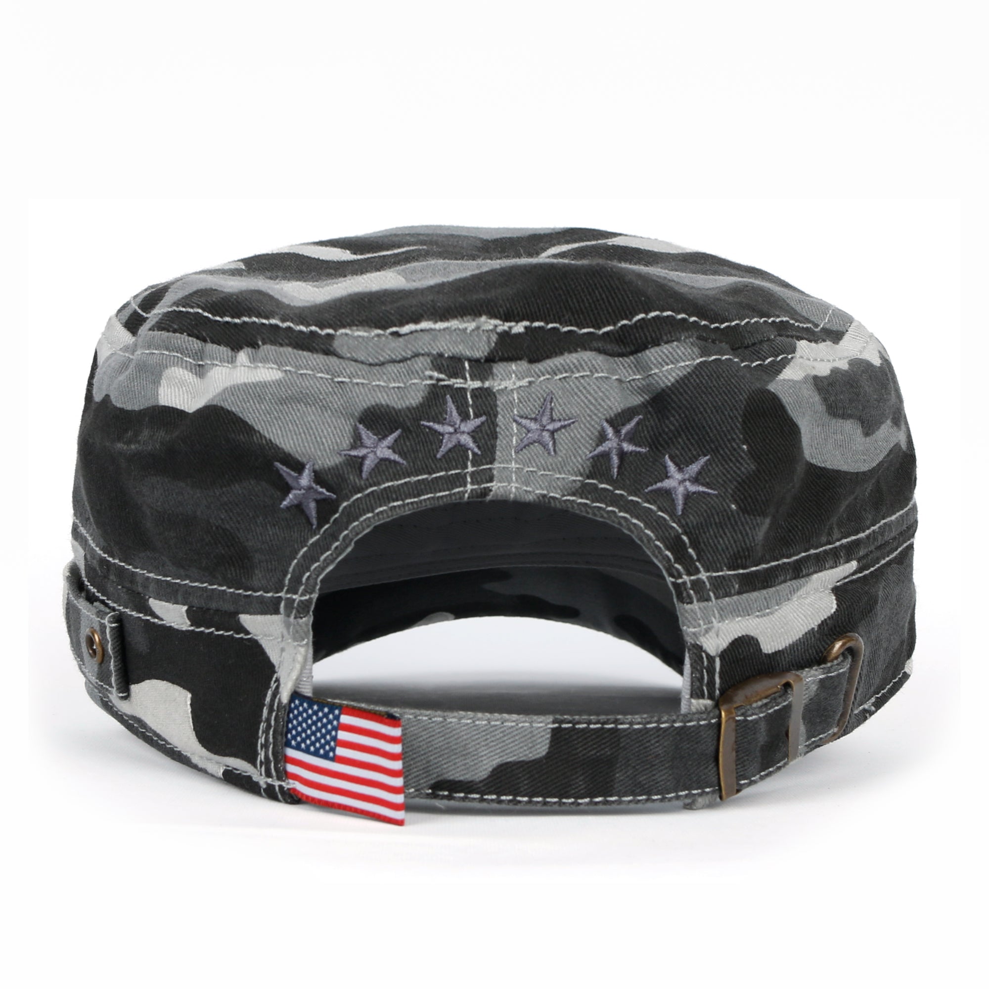 Camouflage Military Cadet Cap Vintage Army Style Hat with Adjustable Strap