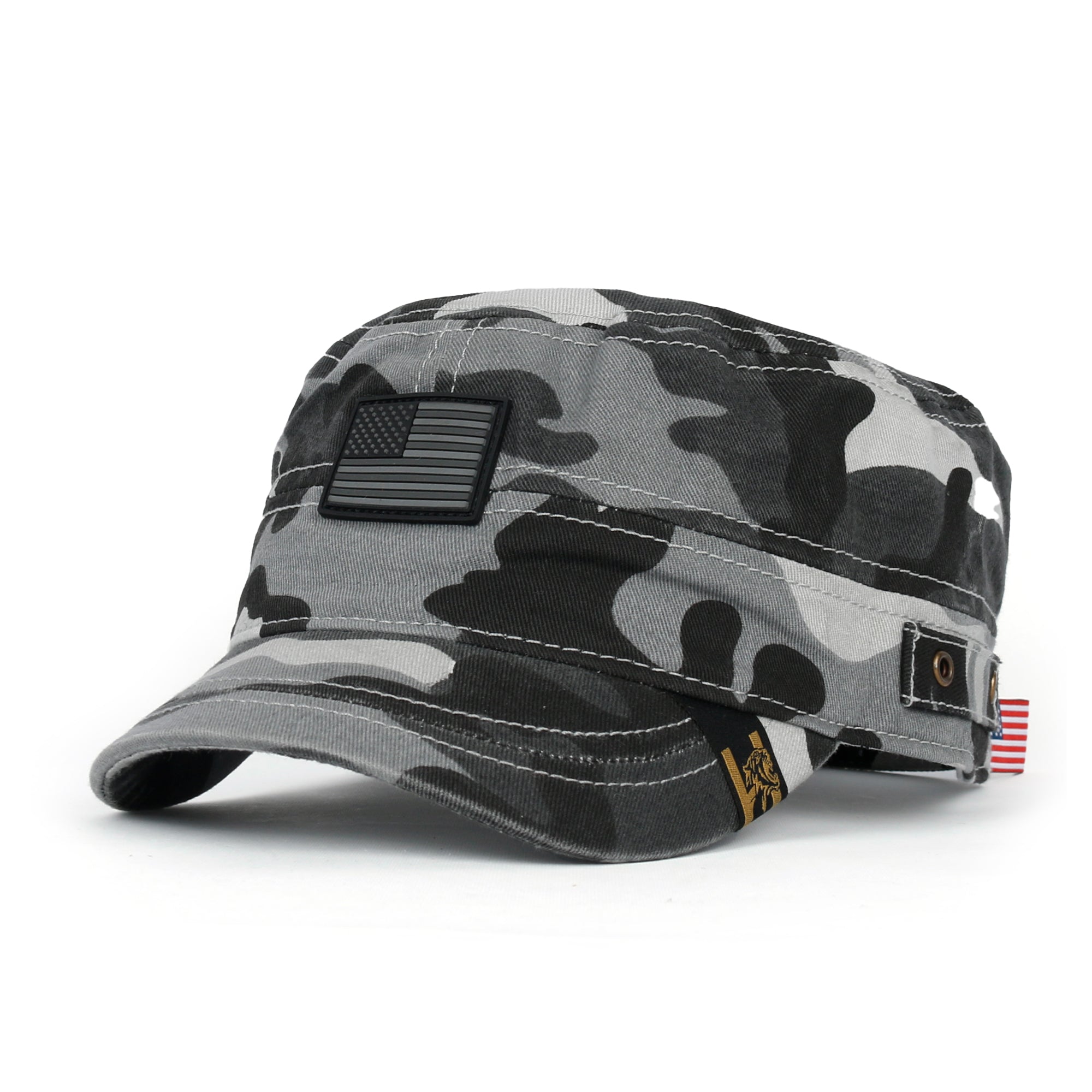 Camouflage Military Cadet Cap Vintage Army Style Hat with Adjustable Strap