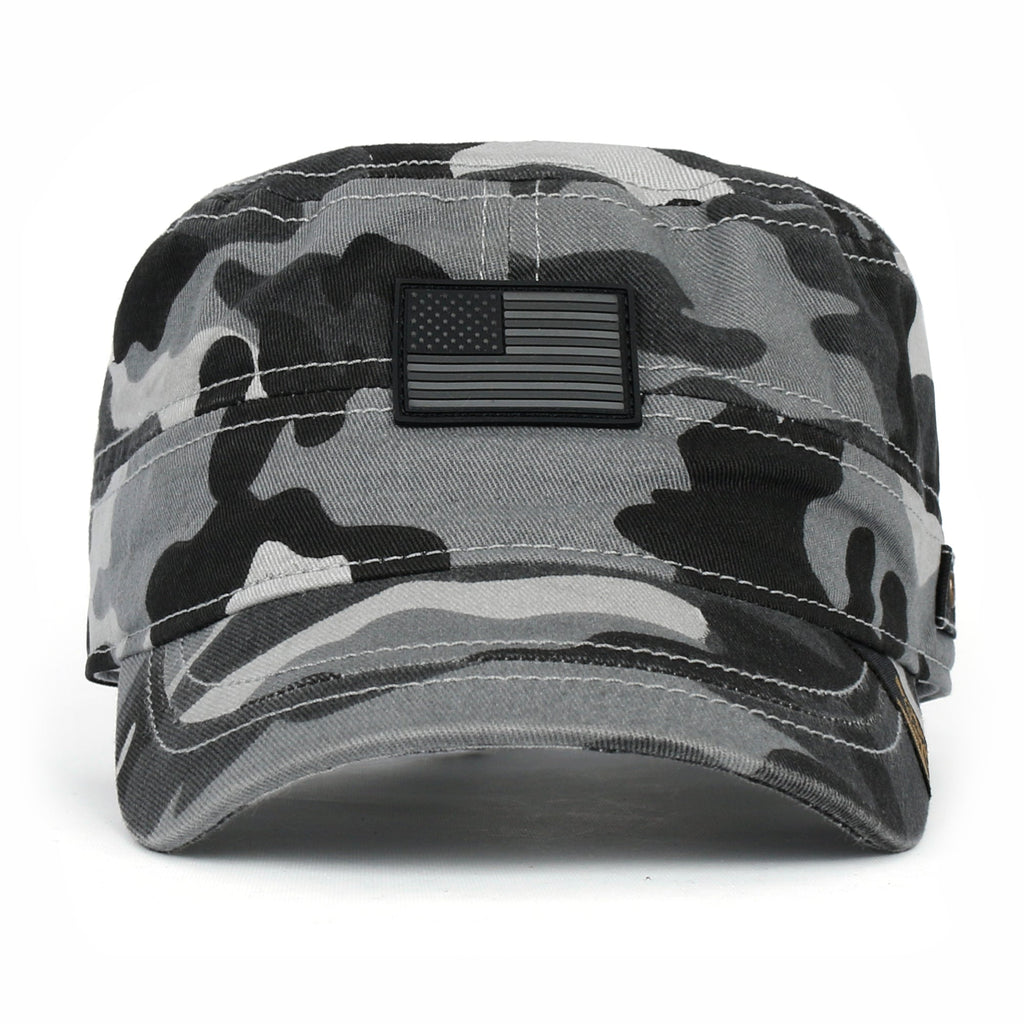 Camouflage Military Cadet Cap Vintage Army Style Hat with Adjustable Strap