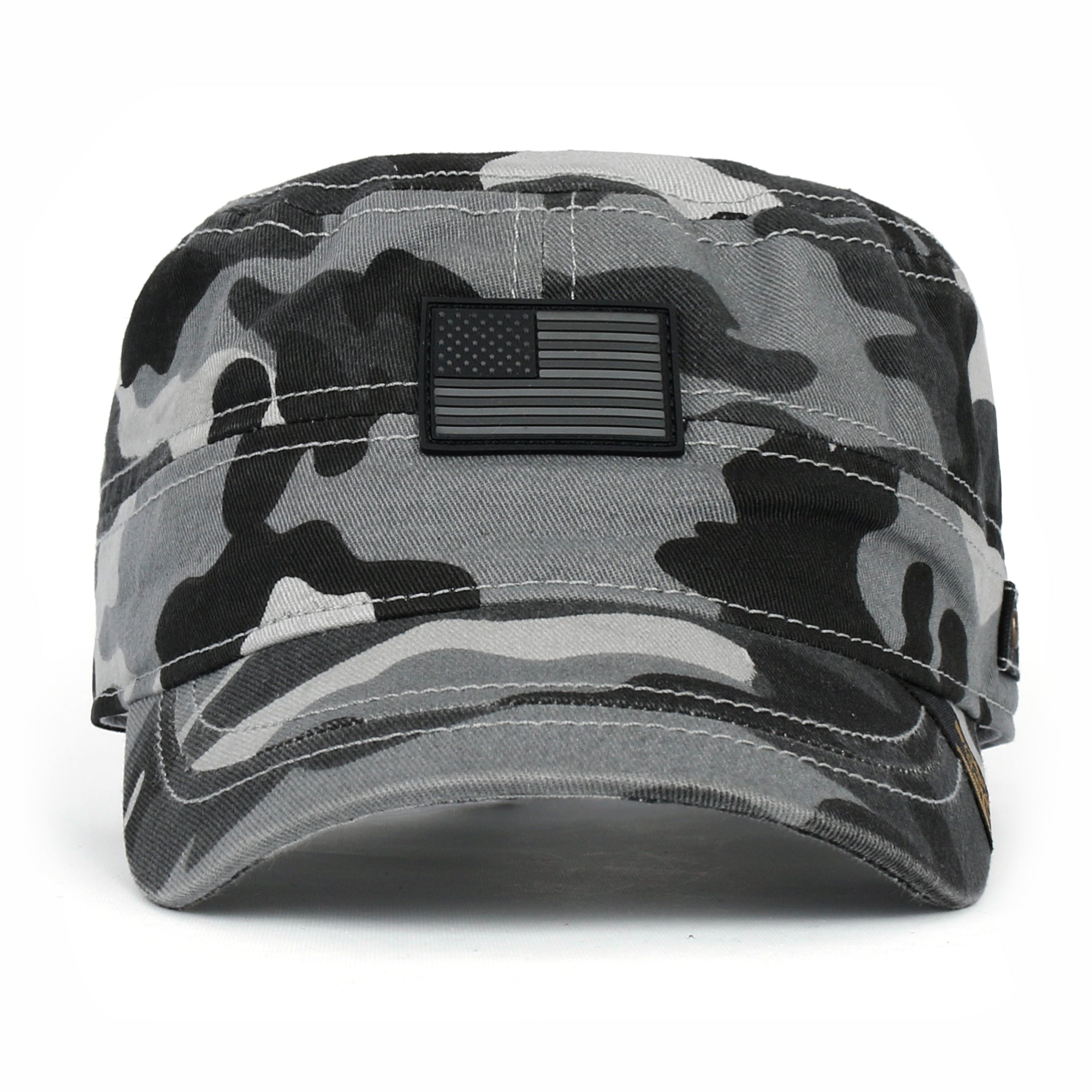 Camouflage Military Cadet Cap Vintage Army Style Hat with Adjustable Strap