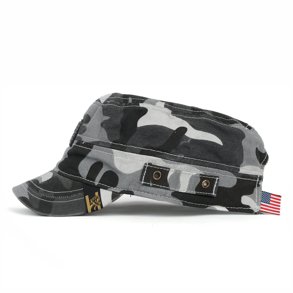 Camouflage Military Cadet Cap Vintage Army Style Hat with Adjustable Strap