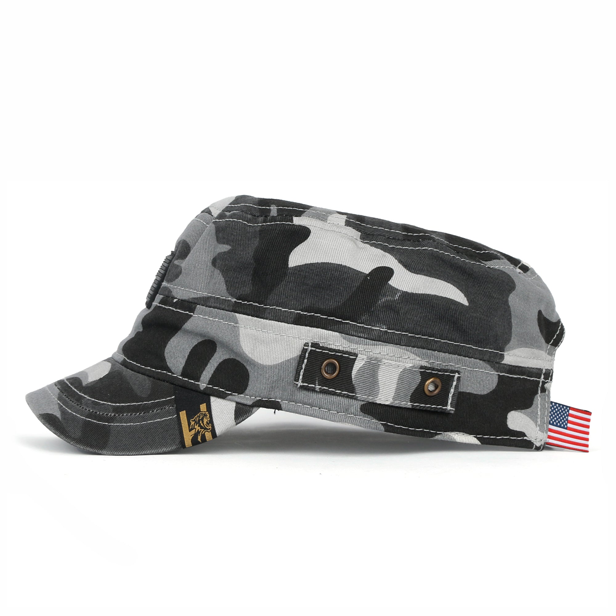 Camouflage Military Cadet Cap Vintage Army Style Hat with Adjustable Strap