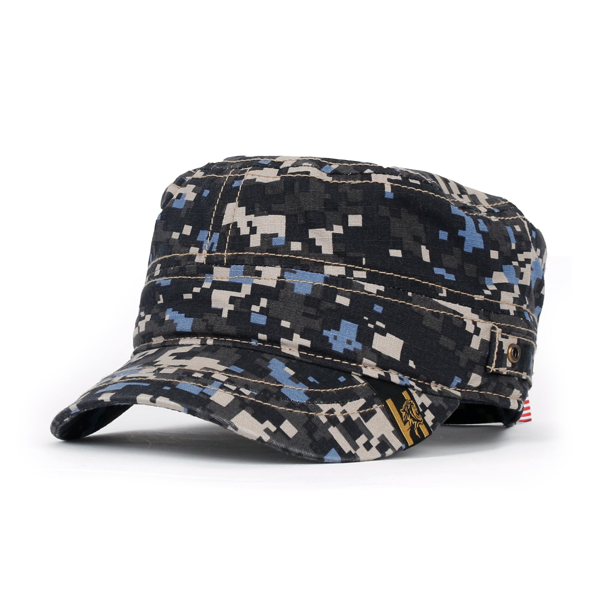 Camouflage Military Cadet Cap Vintage Army Style Hat with Adjustable Strap