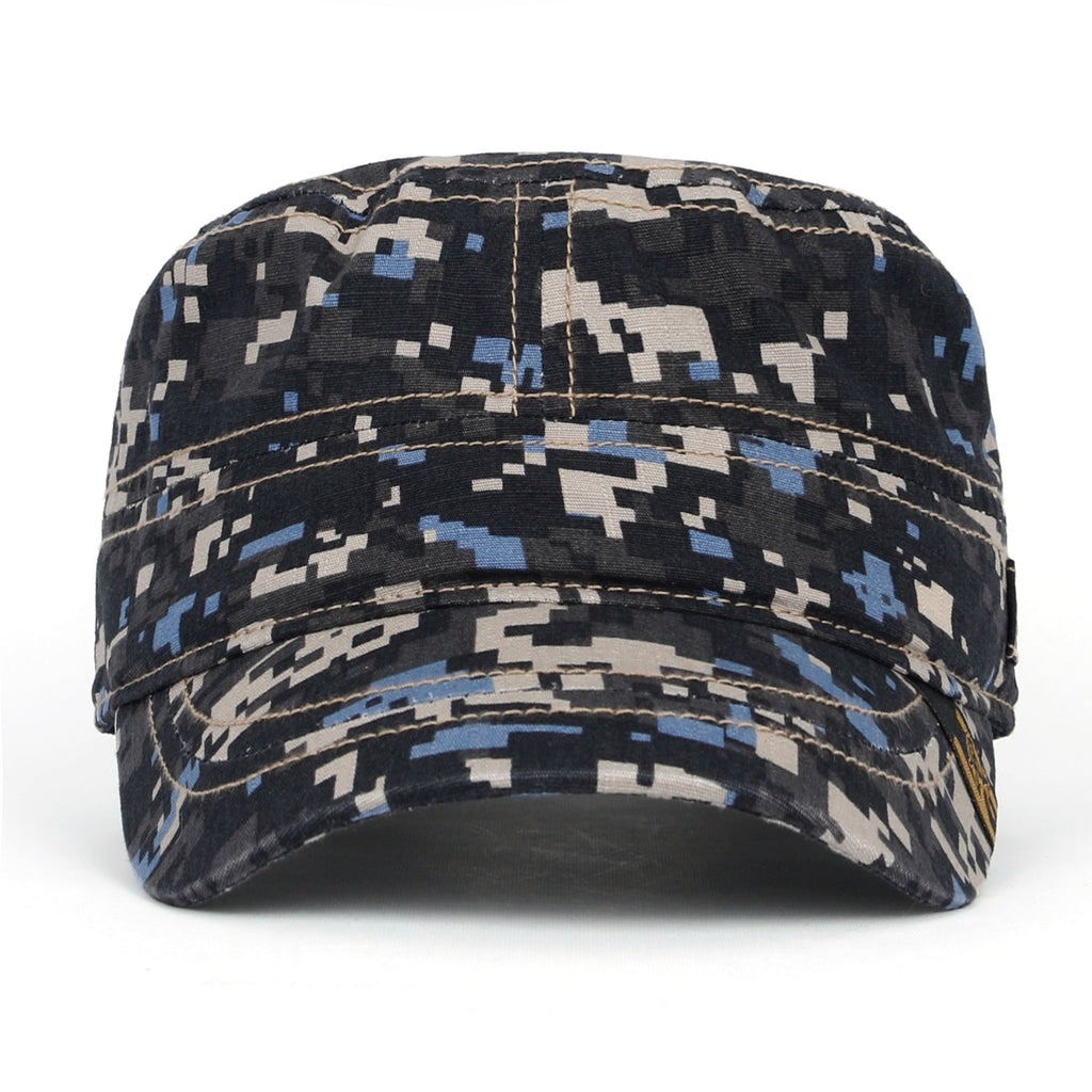 Camouflage Military Cadet Cap Vintage Army Style Hat with Adjustable Strap