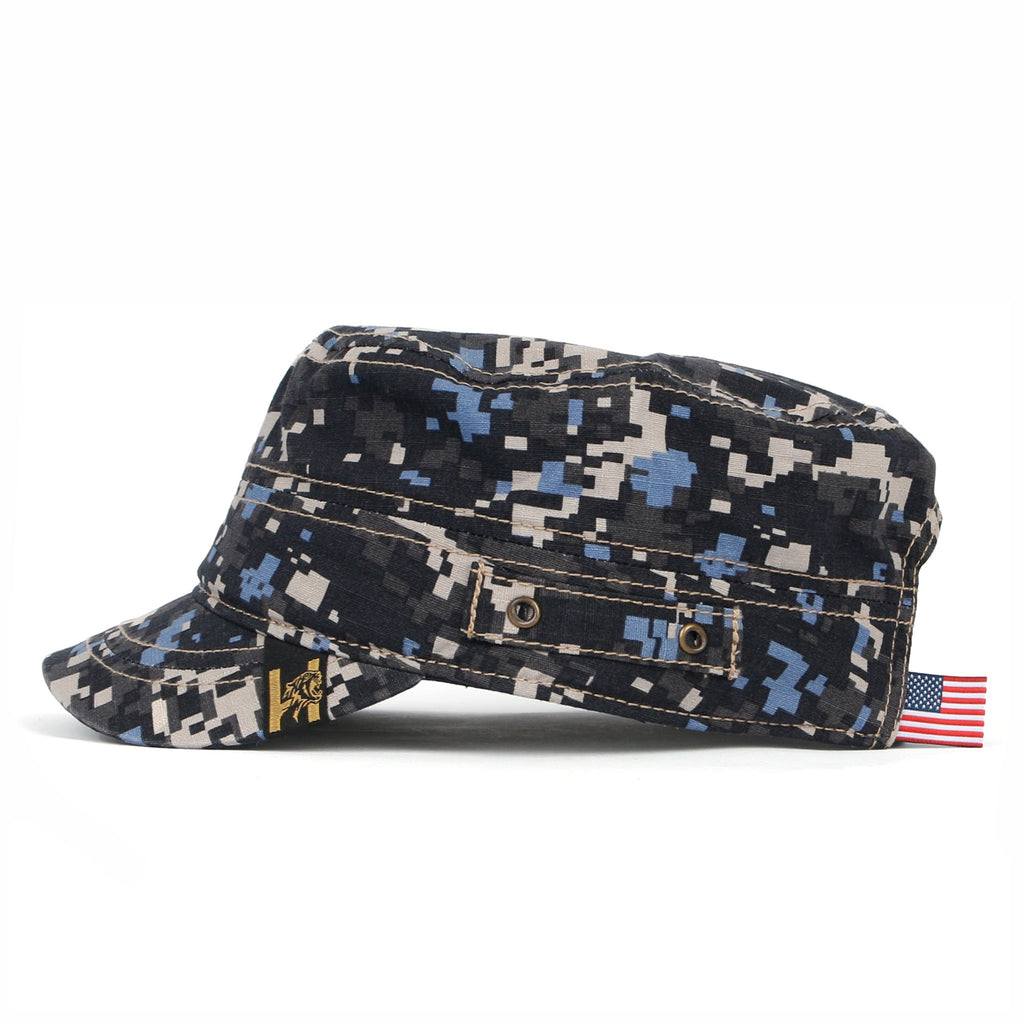 Camouflage Military Cadet Cap Vintage Army Style Hat with Adjustable Strap