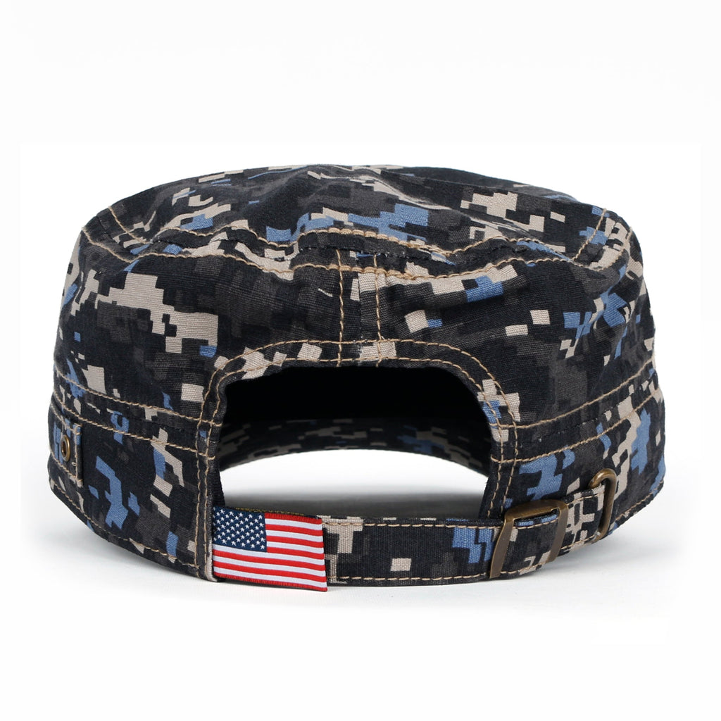 Camouflage Military Cadet Cap Vintage Army Style Hat with Adjustable Strap