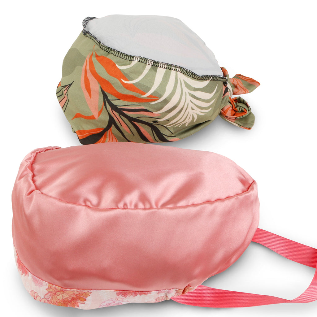 Satin Lined Cute Scrub Cap with Ponytail Ribbon