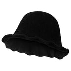 Women Knitted Floppy Round Top Fedora Feminine Bucket Hat