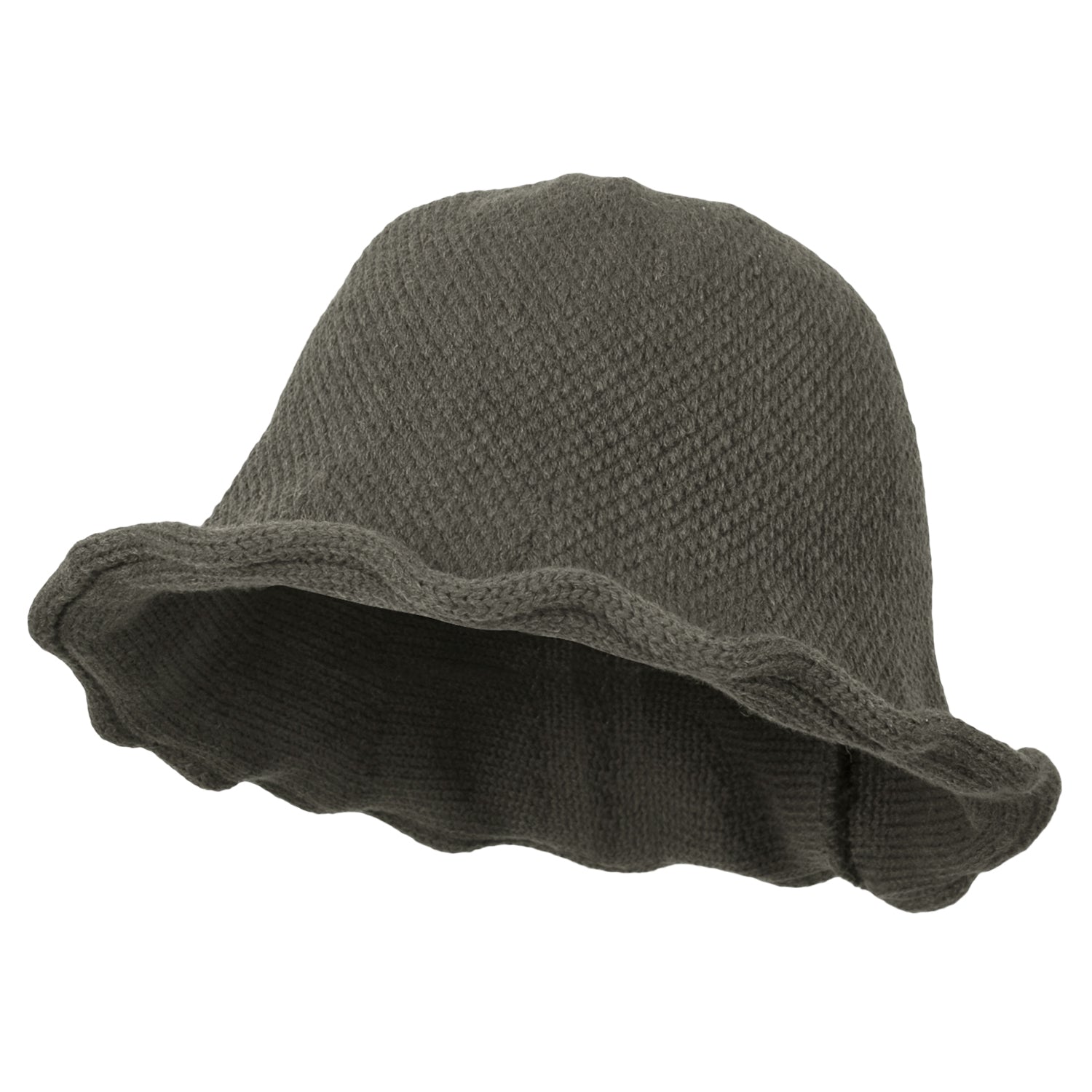 Women Knitted Floppy Round Top Fedora Feminine Bucket Hat