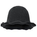 Women Knitted Floppy Round Top Fedora Feminine Bucket Hat