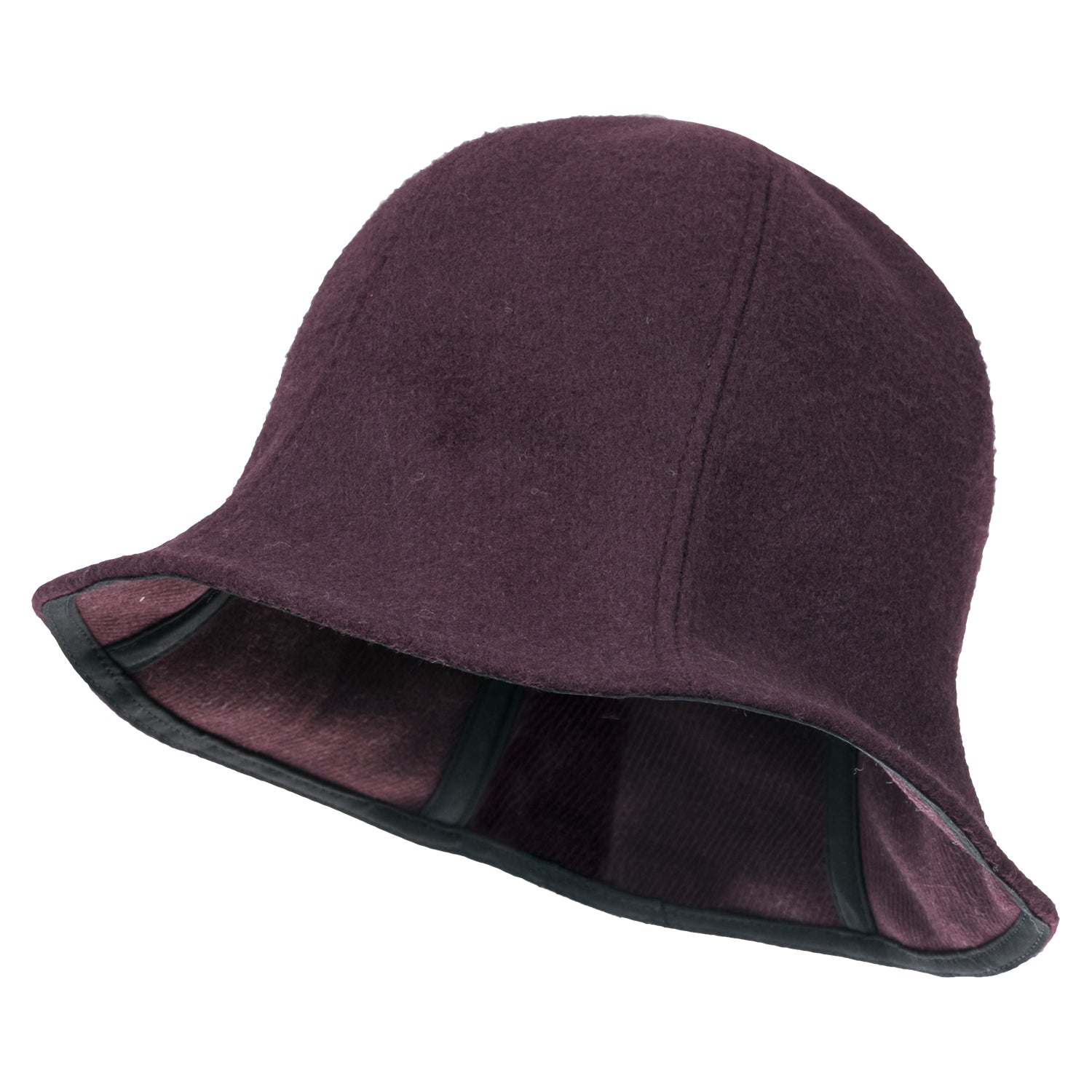Wool-Blend Solid Color Floppy Round Top Fedora Soft Bucket Hat