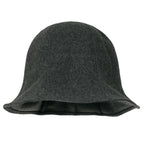 Wool-Blend Solid Color Floppy Round Top Fedora Soft Bucket Hat