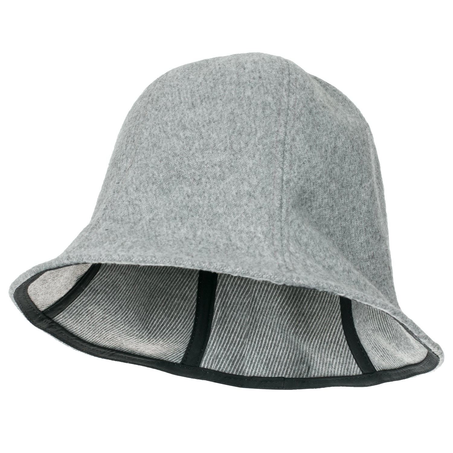 Wool-Blend Solid Color Floppy Round Top Fedora Soft Bucket Hat
