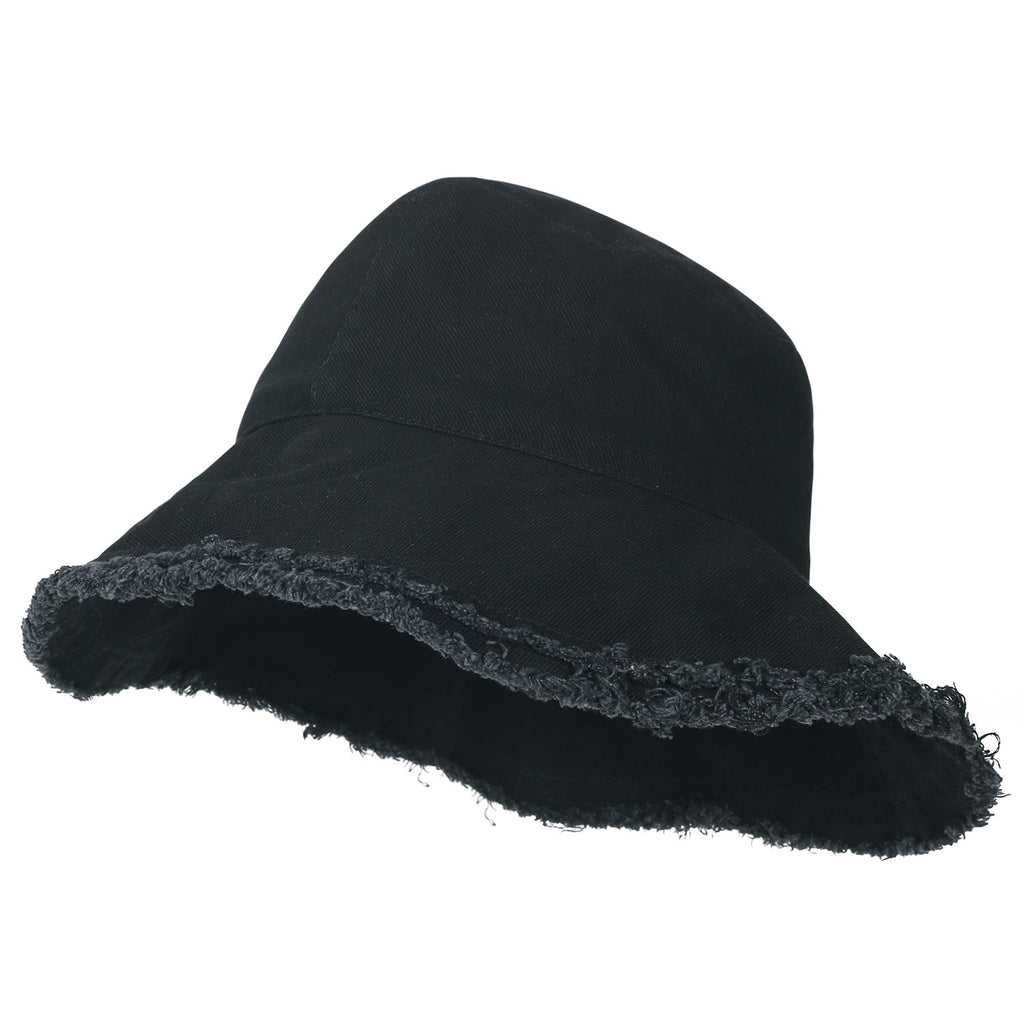 Vintage Cotton Fishing Hat Casual Ripped Edge Bucket Hat