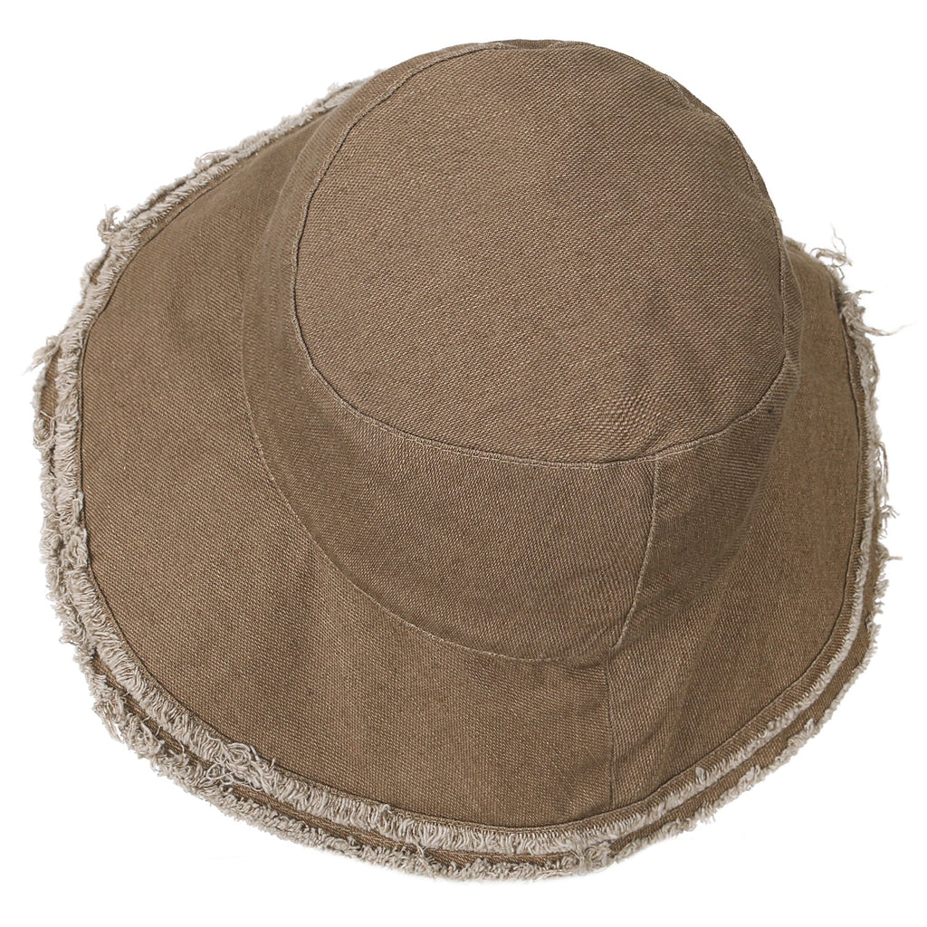 Vintage Cotton Fishing Hat Casual Ripped Edge Bucket Hat