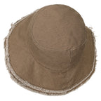 Vintage Cotton Fishing Hat Casual Ripped Edge Bucket Hat
