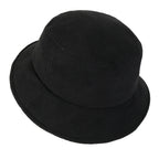 Color Fleece Flat Top Fedora Warm Winter Bucket Hat