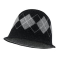 Argyle Pattern Knitted Wool Blended Fedora Crochet Winter Bucket Hat