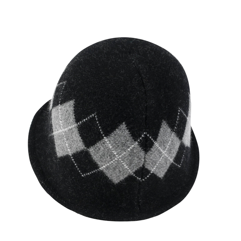 Argyle Pattern Knitted Wool Blended Fedora Crochet Winter Bucket Hat