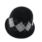 Argyle Pattern Knitted Wool Blended Fedora Crochet Winter Bucket Hat