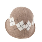Argyle Pattern Knitted Wool Blended Fedora Crochet Winter Bucket Hat