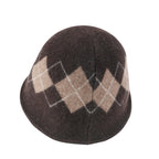 Argyle Pattern Knitted Wool Blended Fedora Crochet Winter Bucket Hat