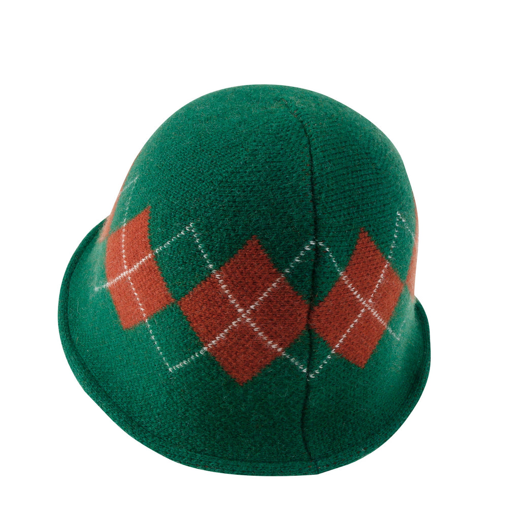 Argyle Pattern Knitted Wool Blended Fedora Crochet Winter Bucket Hat