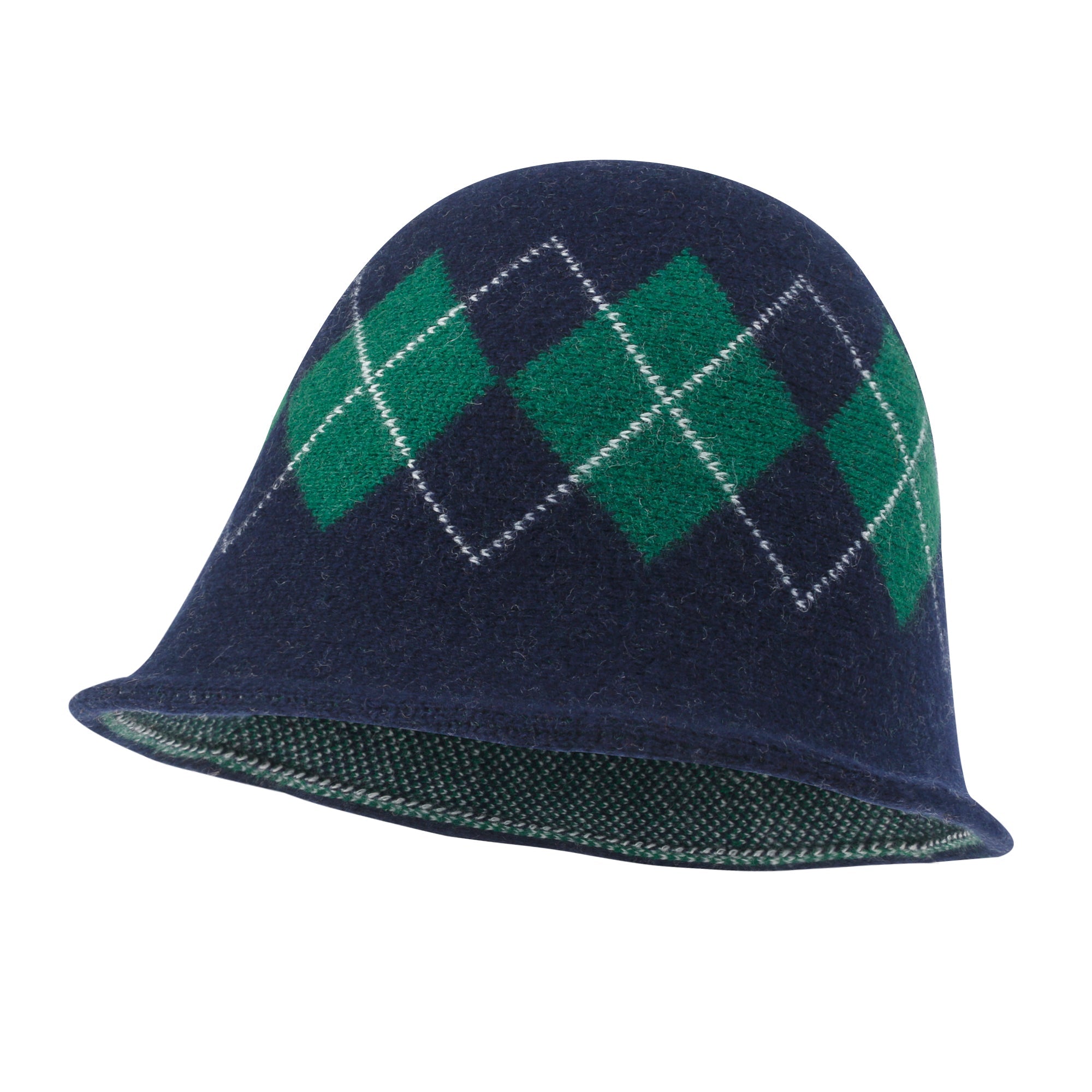 Argyle Pattern Knitted Wool Blended Fedora Crochet Winter Bucket Hat