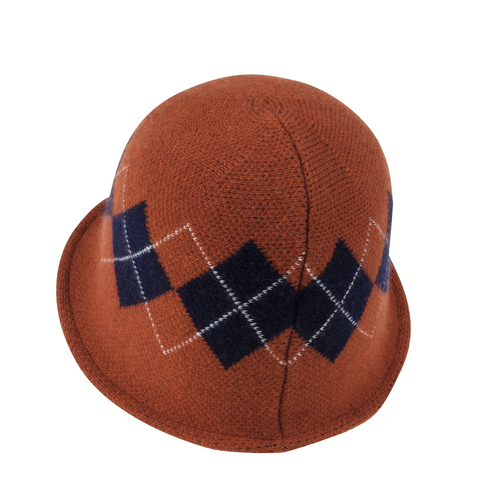 Argyle Pattern Knitted Wool Blended Fedora Crochet Winter Bucket Hat
