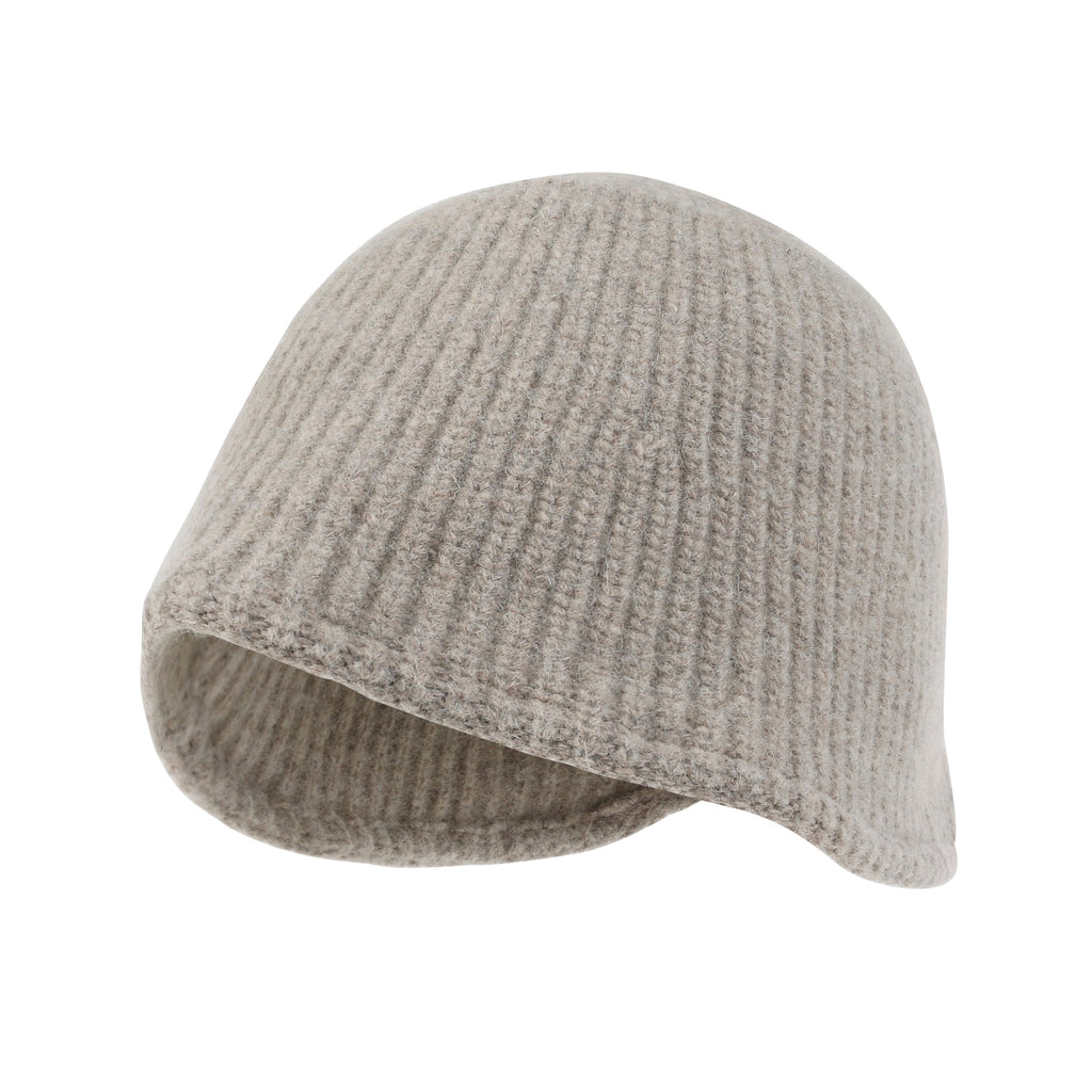 Crochet Asymmetrical Brim Wool Blended Fedora Color Winter Bucket Hat