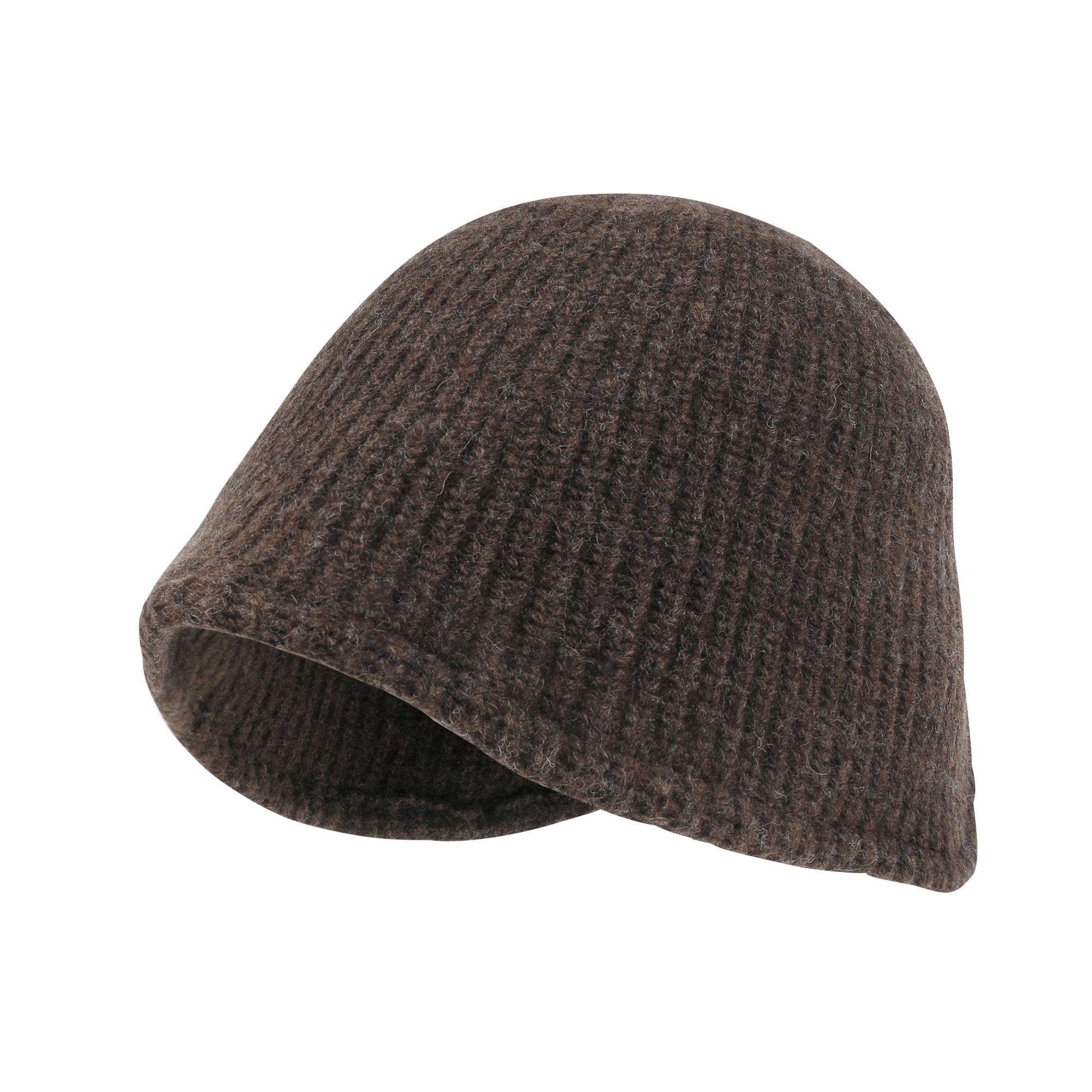 Crochet Asymmetrical Brim Wool Blended Fedora Color Winter Bucket Hat