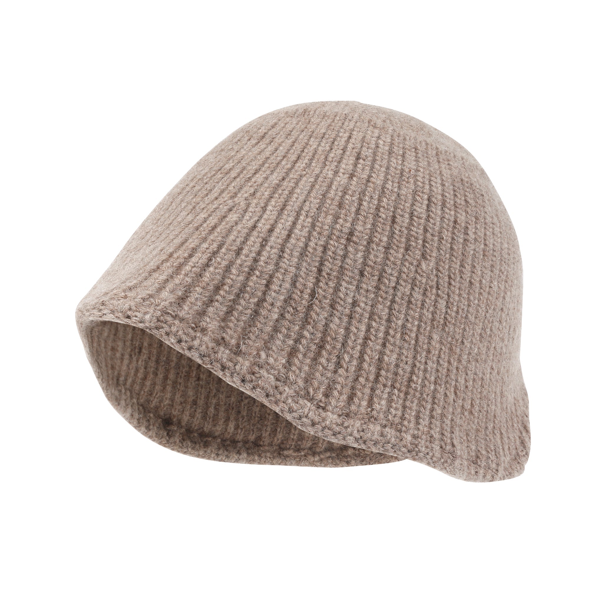 Crochet Asymmetrical Brim Wool Blended Fedora Color Winter Bucket Hat