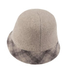 Plaid Pattern Brim Knitted Wool Fedora Colorful Winter Bucket Hat
