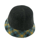 Plaid Pattern Brim Knitted Wool Fedora Colorful Winter Bucket Hat