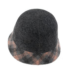 Plaid Pattern Brim Knitted Wool Fedora Colorful Winter Bucket Hat