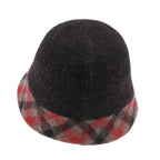Plaid Pattern Brim Knitted Wool Fedora Colorful Winter Bucket Hat