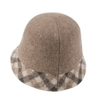 Plaid Pattern Brim Knitted Wool Fedora Colorful Winter Bucket Hat