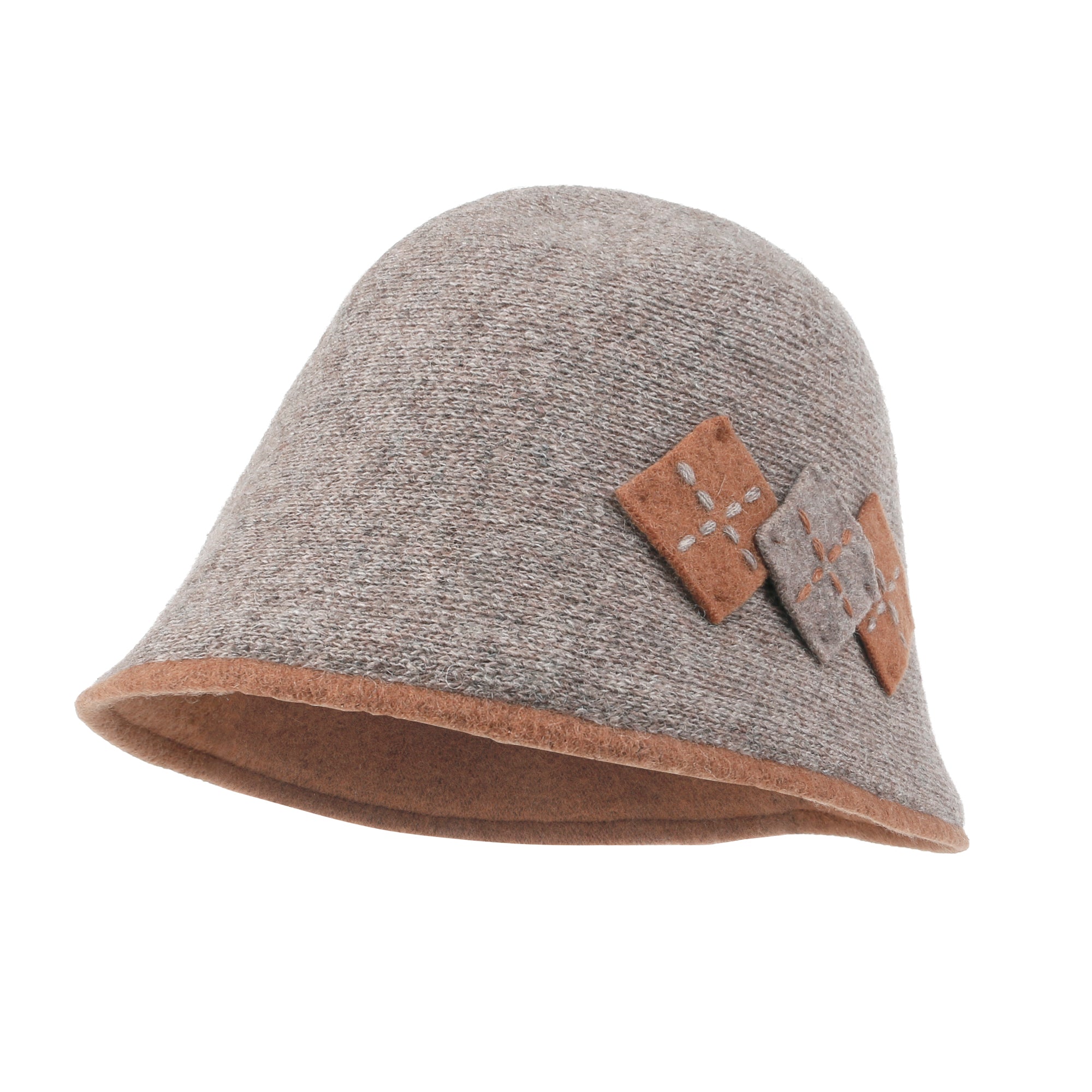 Diamond Shape Knitted Wool Blended Bucket Hat Foldable Winter Bowler Hat
