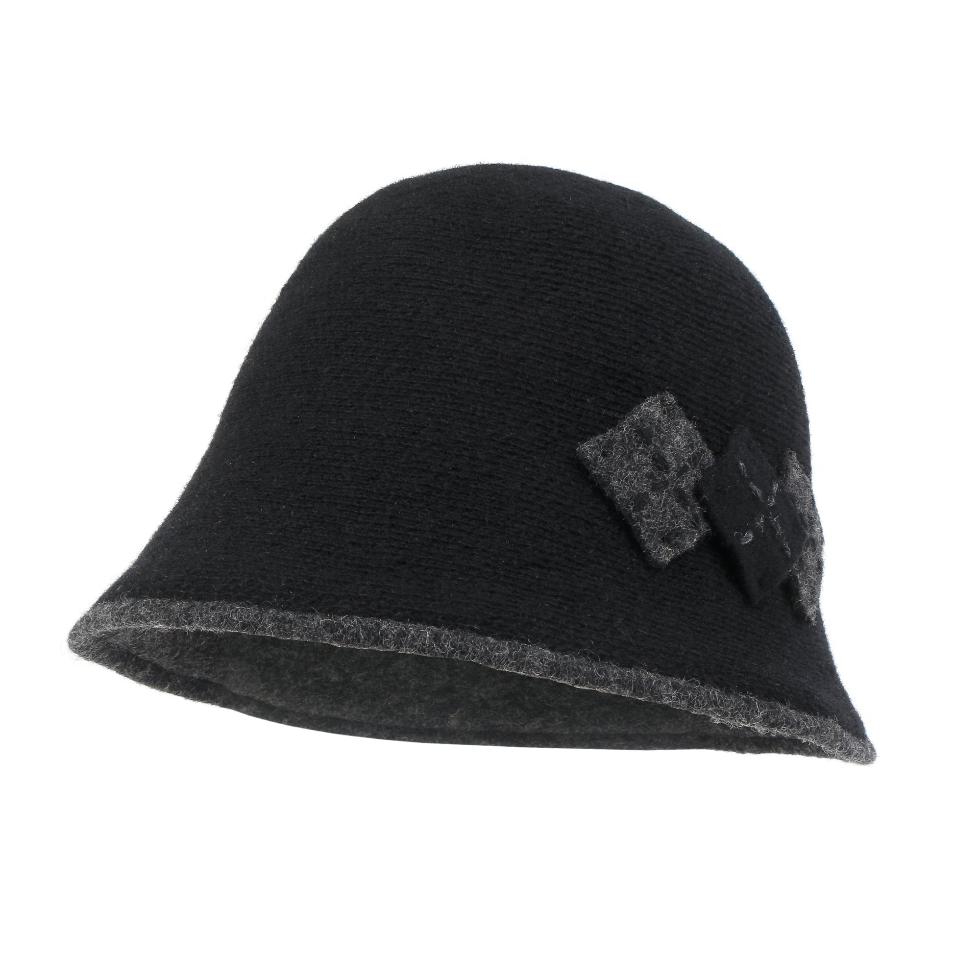 Diamond Shape Knitted Wool Blended Bucket Hat Foldable Winter Bowler Hat
