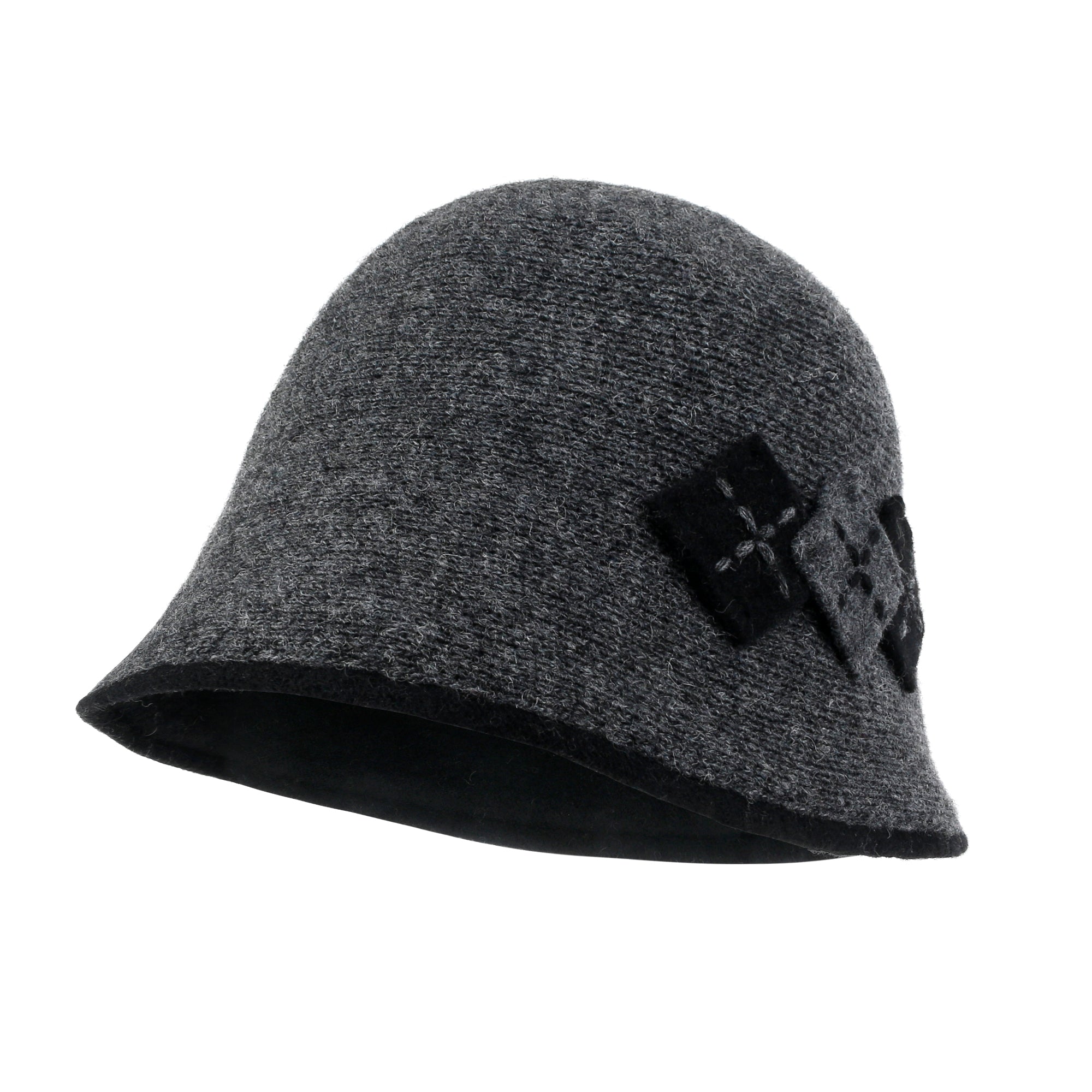 Diamond Shape Knitted Wool Blended Bucket Hat Foldable Winter Bowler Hat