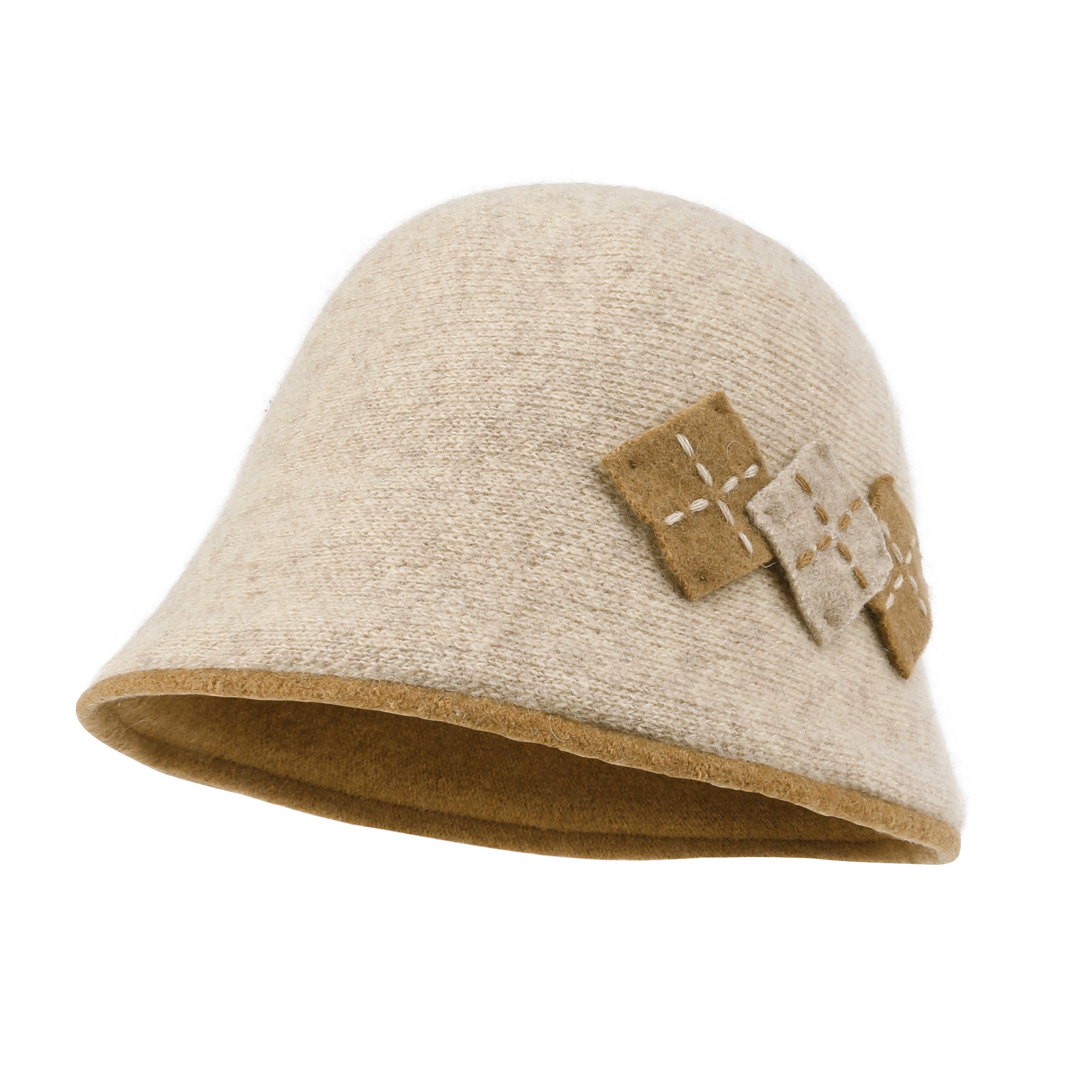 Diamond Shape Knitted Wool Blended Bucket Hat Foldable Winter Bowler Hat