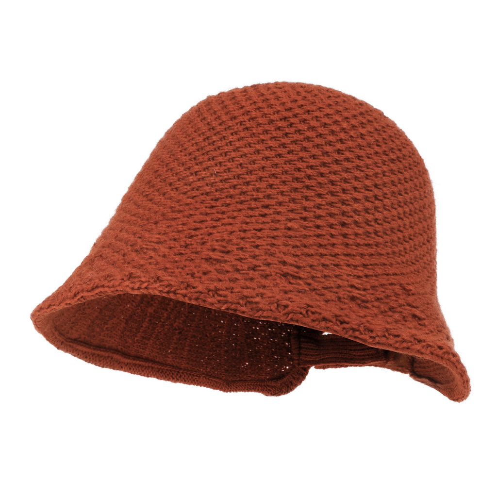 Crochet Asymmetrical Brim Wool Blended Bucket Hook And Loop Winter Hat